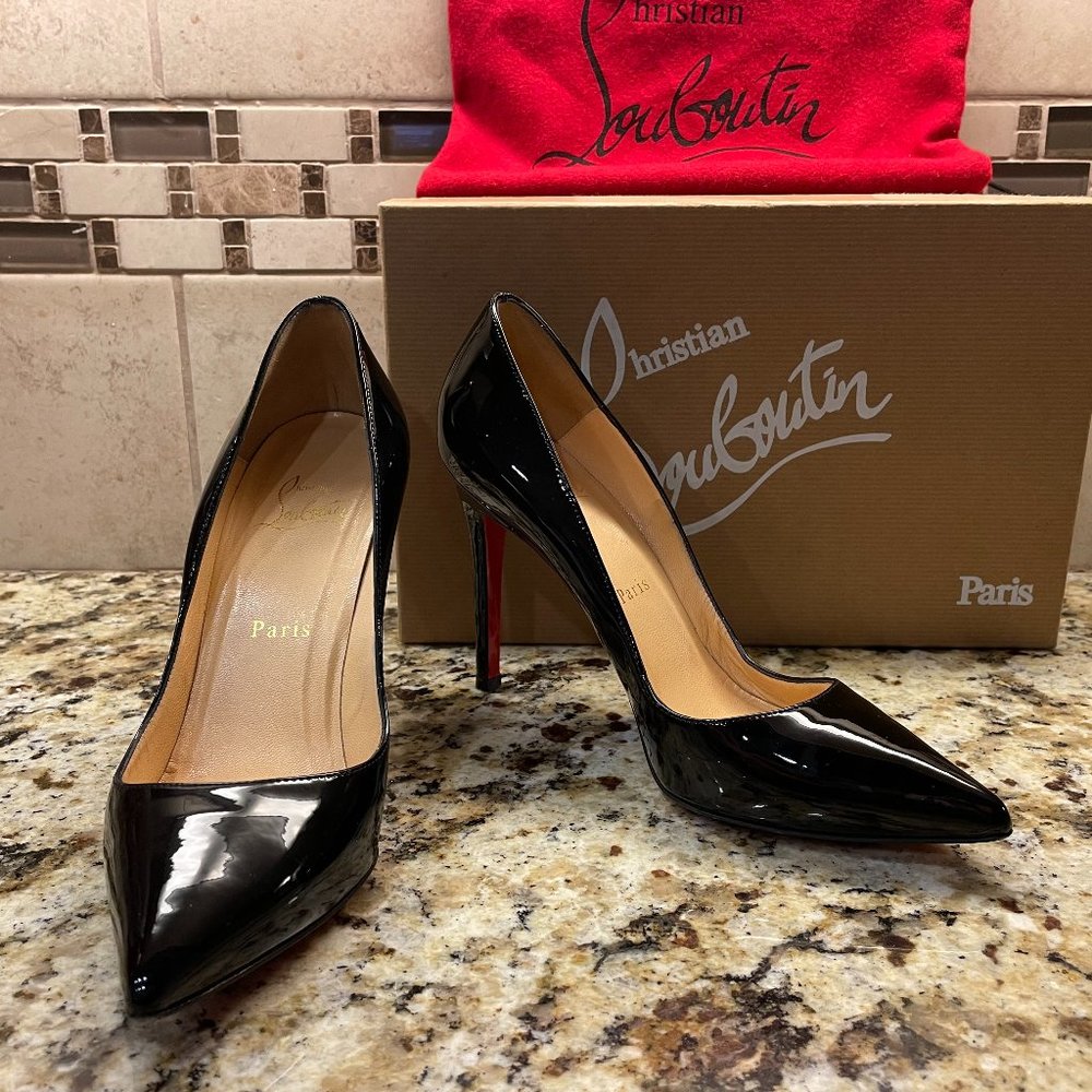 Christian Louboutin Glossy Black Heels with Red Soles